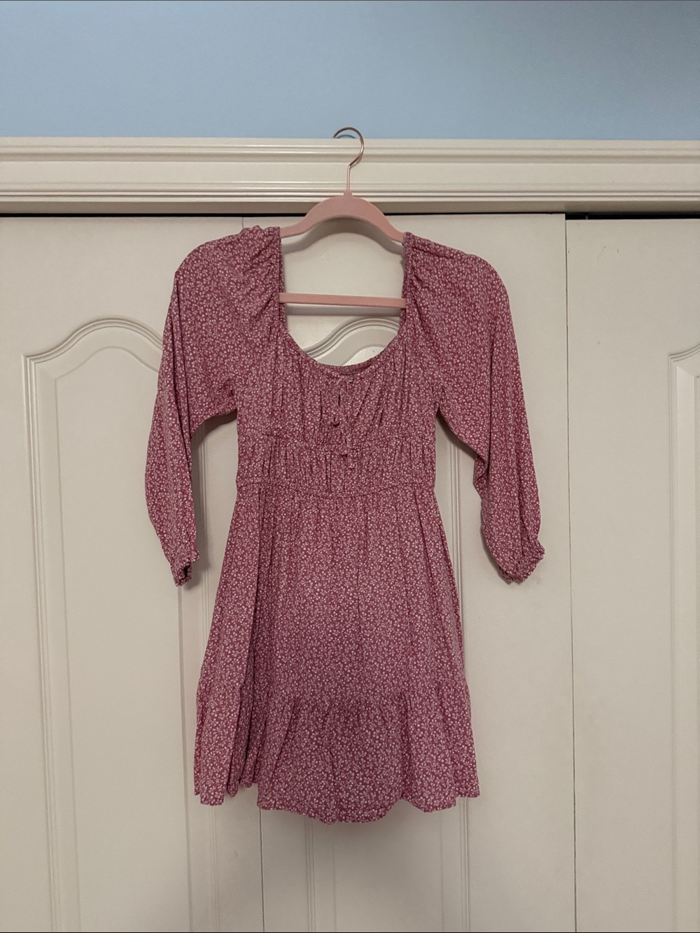 Hollister Dusky Rose Floral Peasant Dress